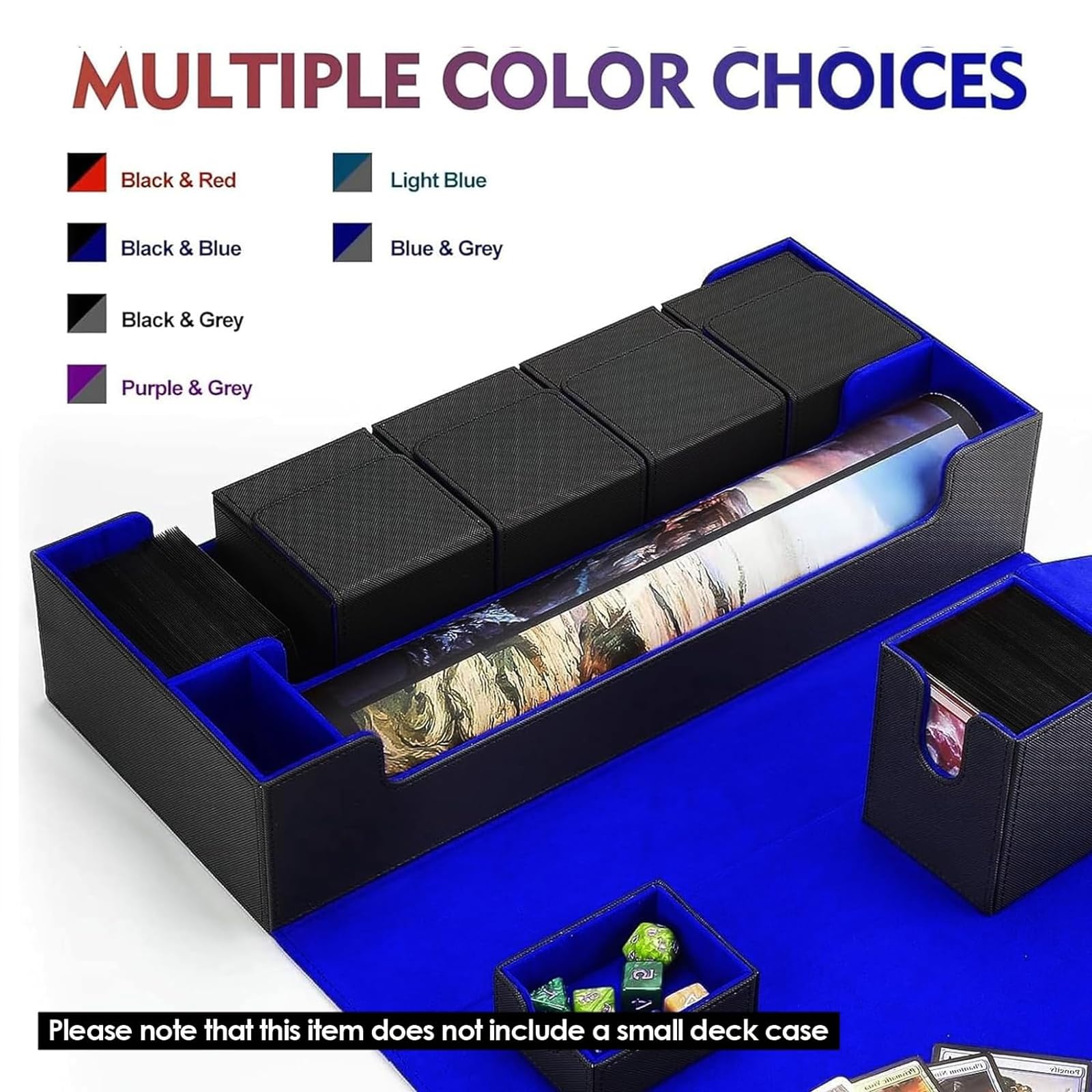 Scimi storage case interior compartments organize 800+ sleeved cards neatly.