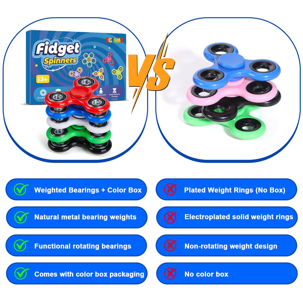 SCIONE fidget spinners green pack for concentration and anxiety relief on the go