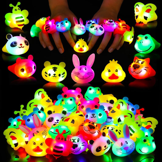SCIONE light up rings in nine colors with animal designs for party favors