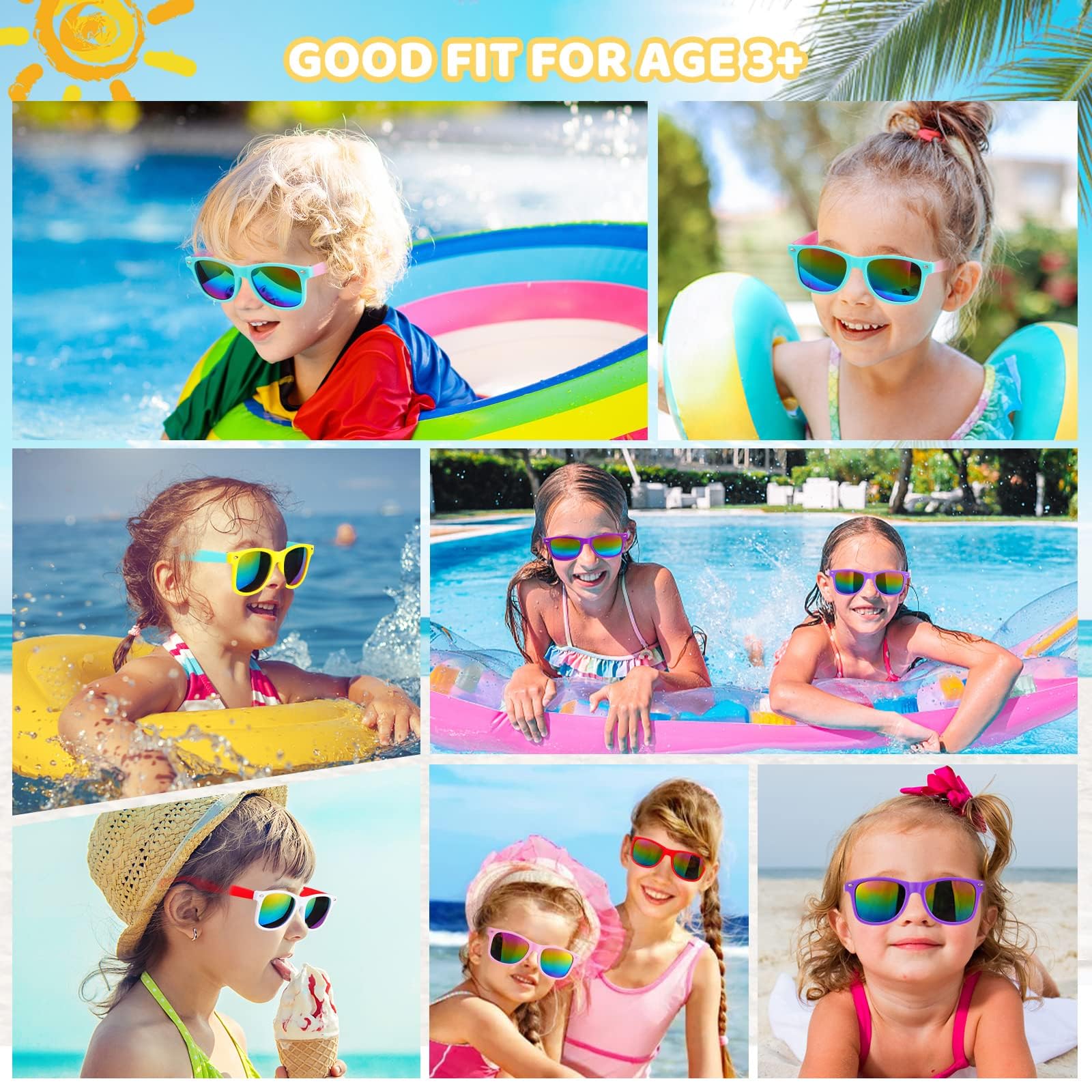 SCIONE neon kids sunglasses with UV protection for sunny outdoor adventures