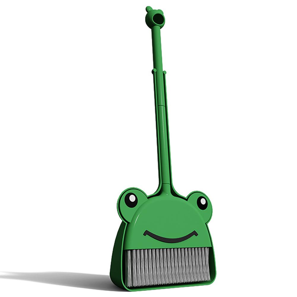 SCKTYZS mini broom and dustpan in frog green for kids’ cleaning play