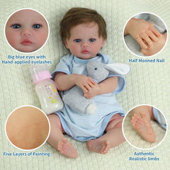 SCOM 18-inch reborn doll eyes close-up with realistic gaze for storytelling