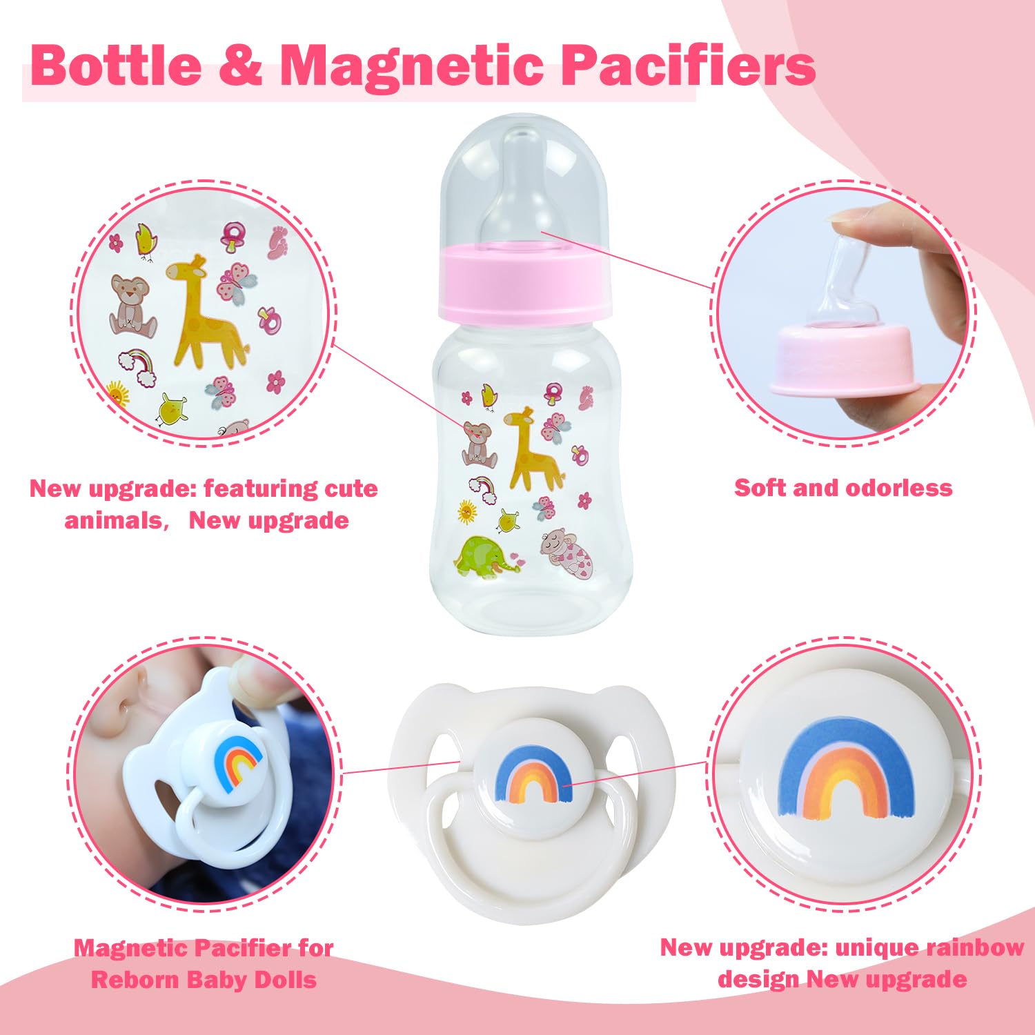 SCOM pink doll feeding set, perfect for creative dress-up and stories