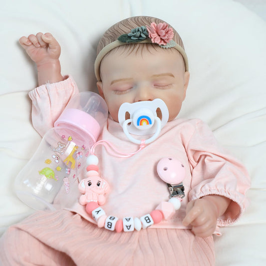 SCOM reborn baby bottle pink, fits 14–22 inch dolls for pretend meals