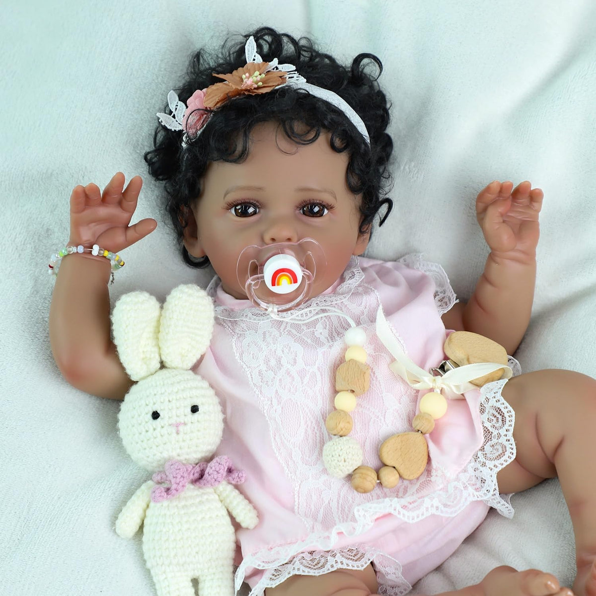 SCOM Reborn Black Girl 20-inch doll with soft body for gentle play and realism