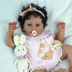 SCOM Reborn Black Girl 20-inch doll with soft body for gentle play and realism