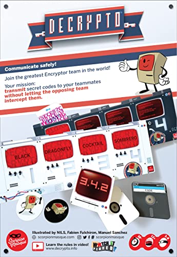 Scorpion Masqué Decrypto anaglyph codes scramble clues, boosting decoding challenge