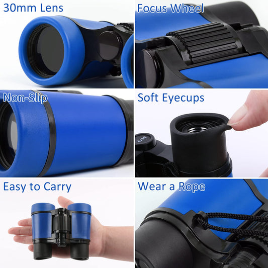 Scotamalone kids binoculars with canvas bag and strap for easy travel.
