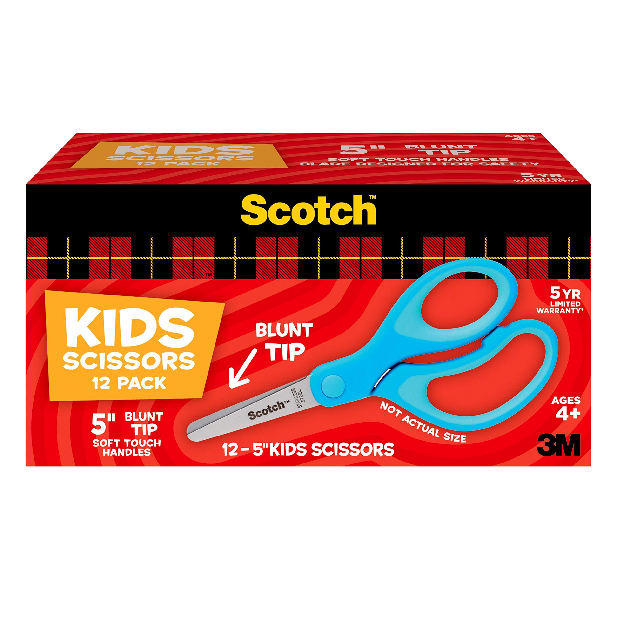 Scotch 5-inch soft-touch blunt kid scissors with purple handle for comfortable cutting