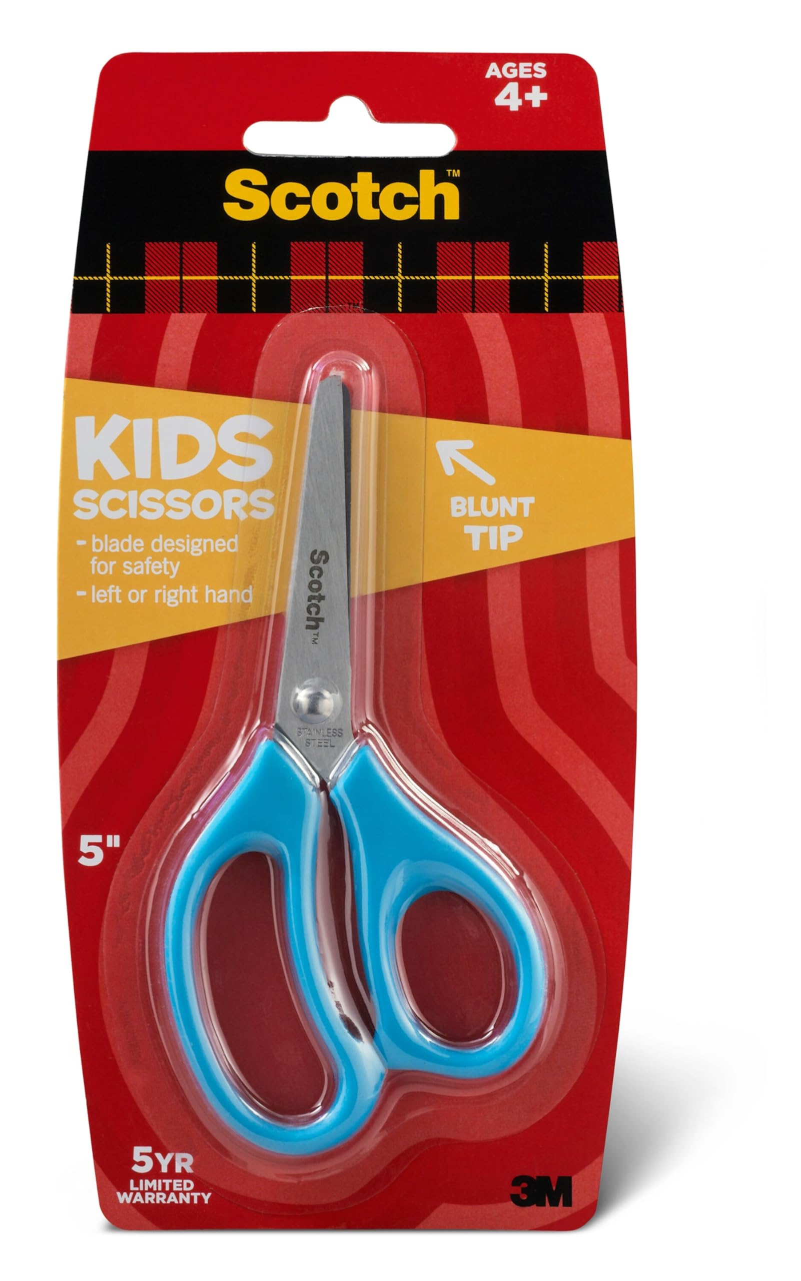 Scotch 5-inch blunt tip scissors with soft-grip for safe classroom and home crafts.