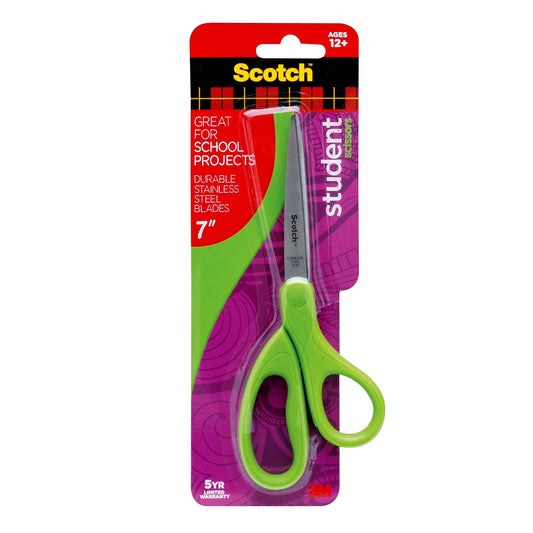 Scotch Student Scissors 7-Inch blue handle for classroom projects and precise cuts.