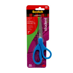 Scotch Student Scissors 7-Inch color mix pack shows blue green purple handles.