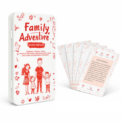 Scratch Quest Family Card Game cover promotes screen-free bonding and easy setup