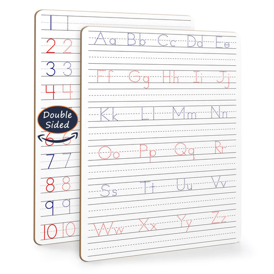 Scribbledo dry erase board front view showing alphabet tracing for kids' handwriting practice