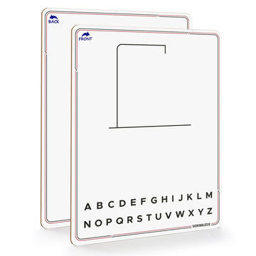 Scribbledo Hangman board 9x12 dry erase surface ideal for travel learning.