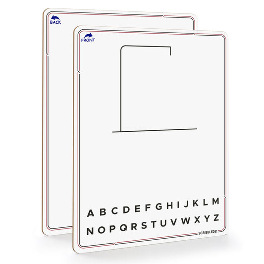 Scribbledo Hangman board 9x12 dry erase surface ideal for travel learning.