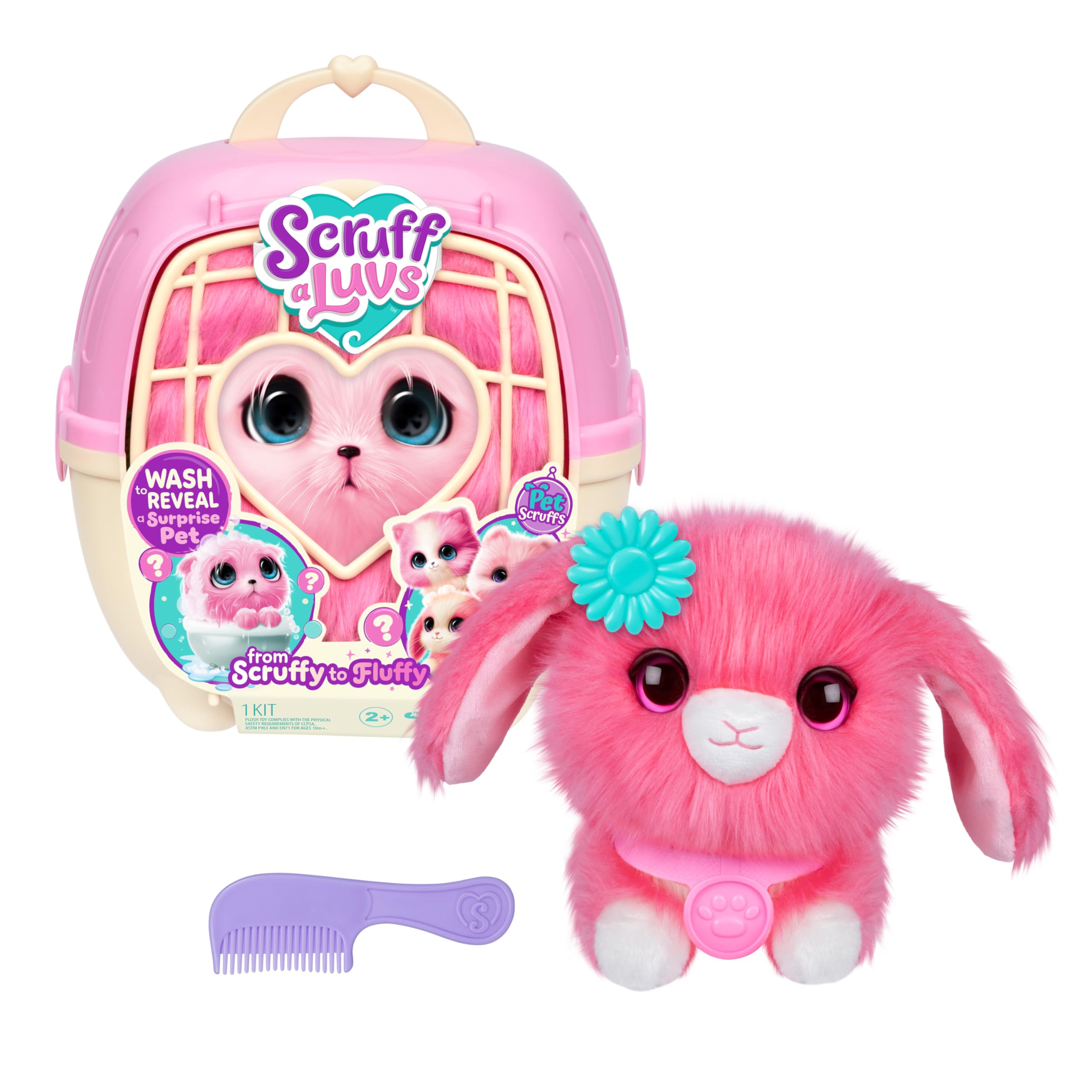 SCRUFFALUVS pink surprise pet carrier ready for cozy adventures and cuddles.