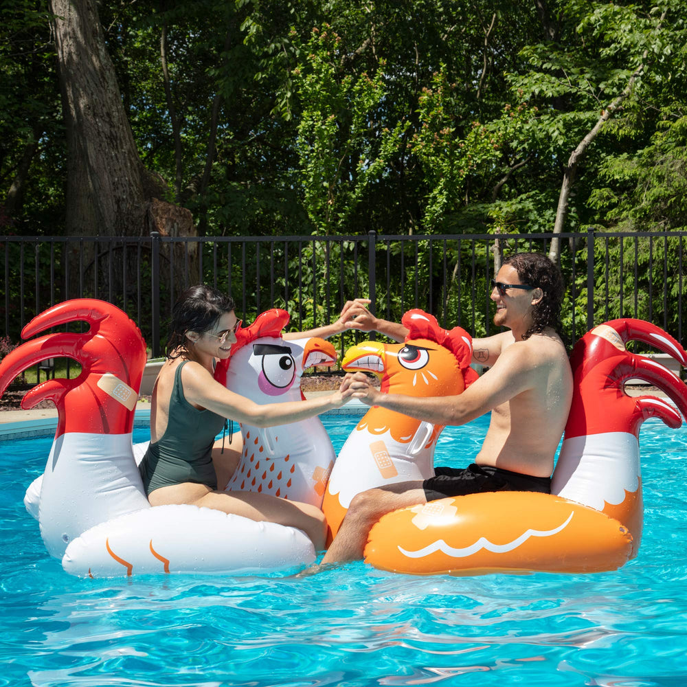 SCS Direct chicken fight left ride-on in pool for energetic play
