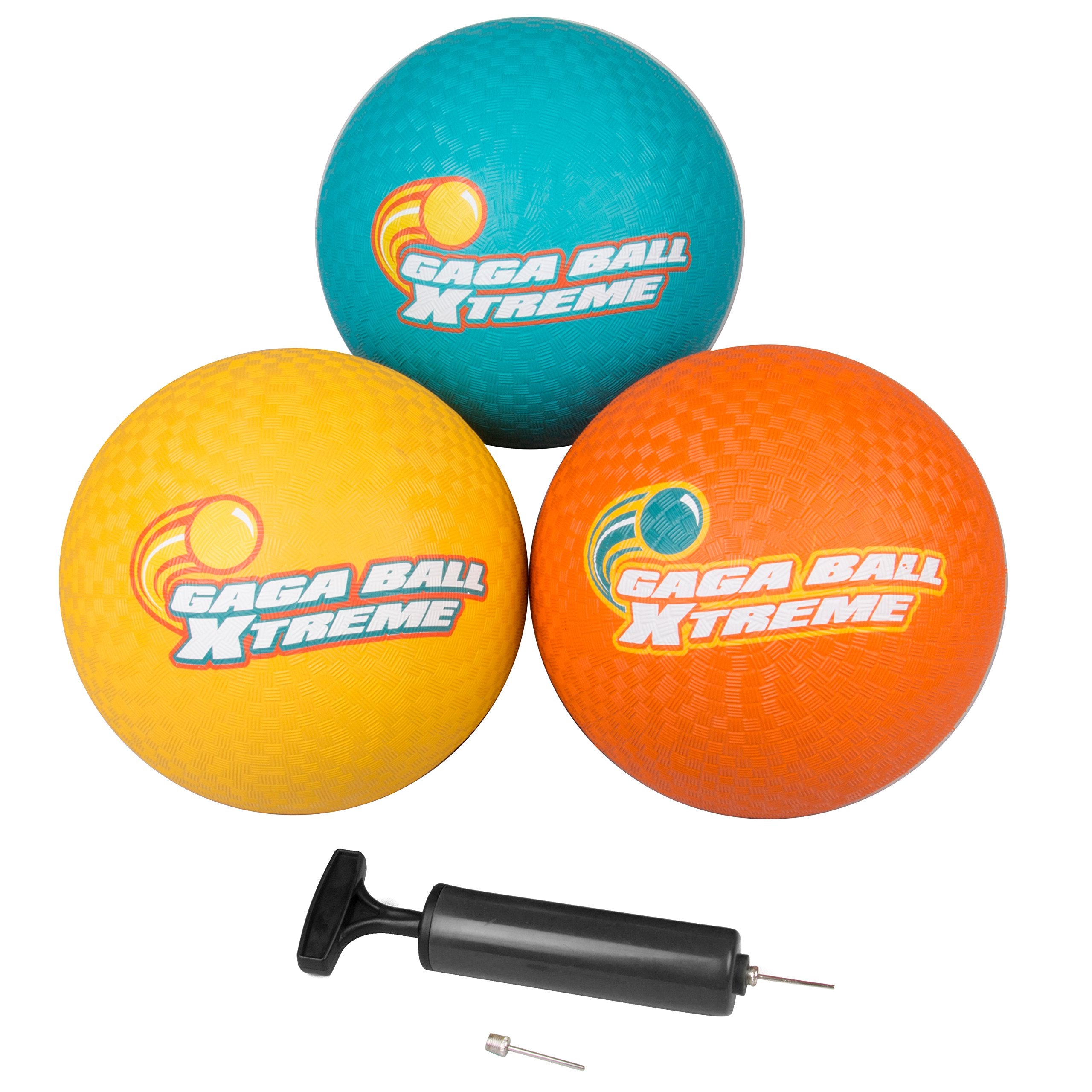 SCS Direct Gaga Ball 8.5-inch blue ball for durable outdoor dodgeball play.
