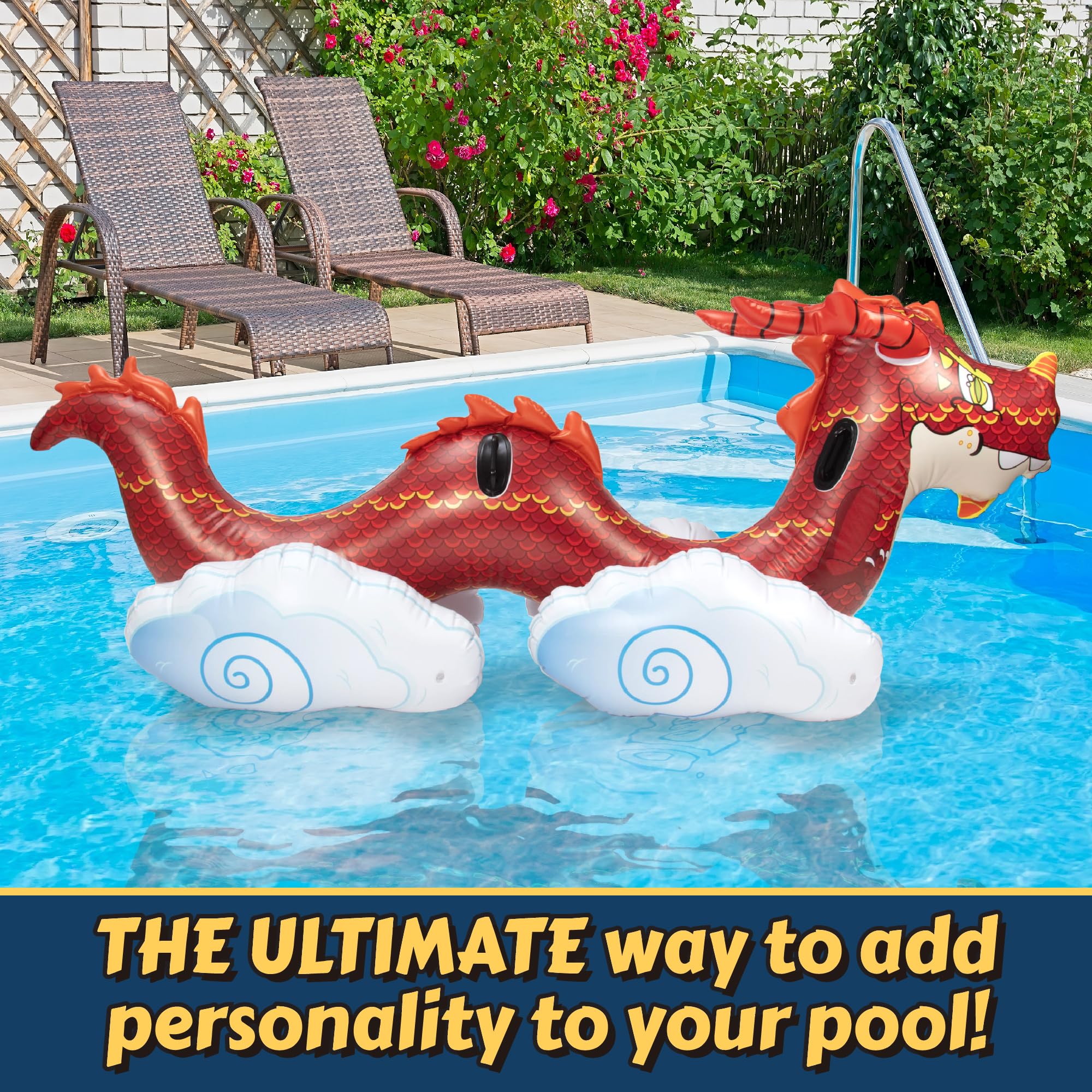 SCS Direct dragon float durable for beach and lake water play.