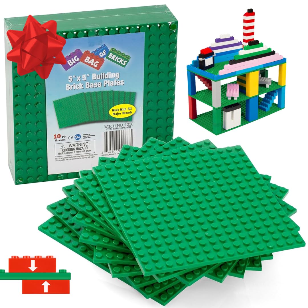 SCS Direct green baseplates close-up highlights sturdy material.