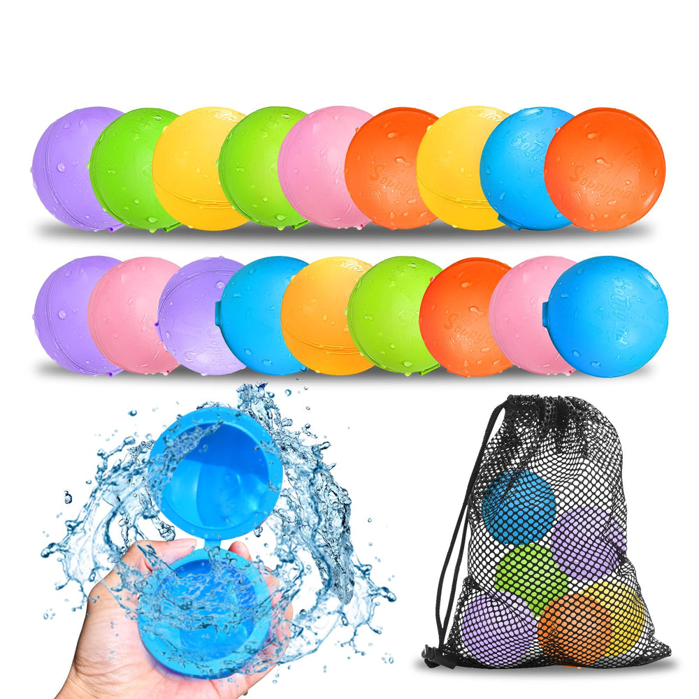 SCUATANBE reusable water balloons in hand showing quick-fill action for easy backyard fun.