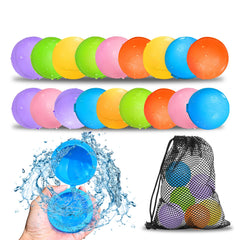 SCUATANBE reusable water balloons in hand showing quick-fill action for easy backyard fun.