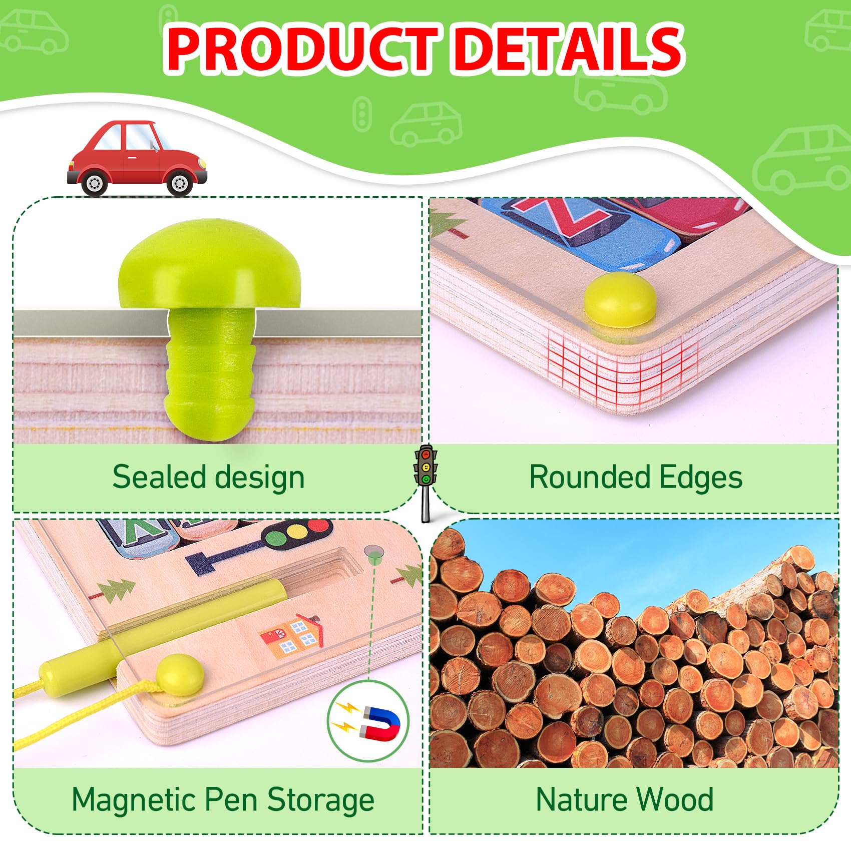 Scuwtocn wooden edges ensure safe, kid-friendly play and durability.