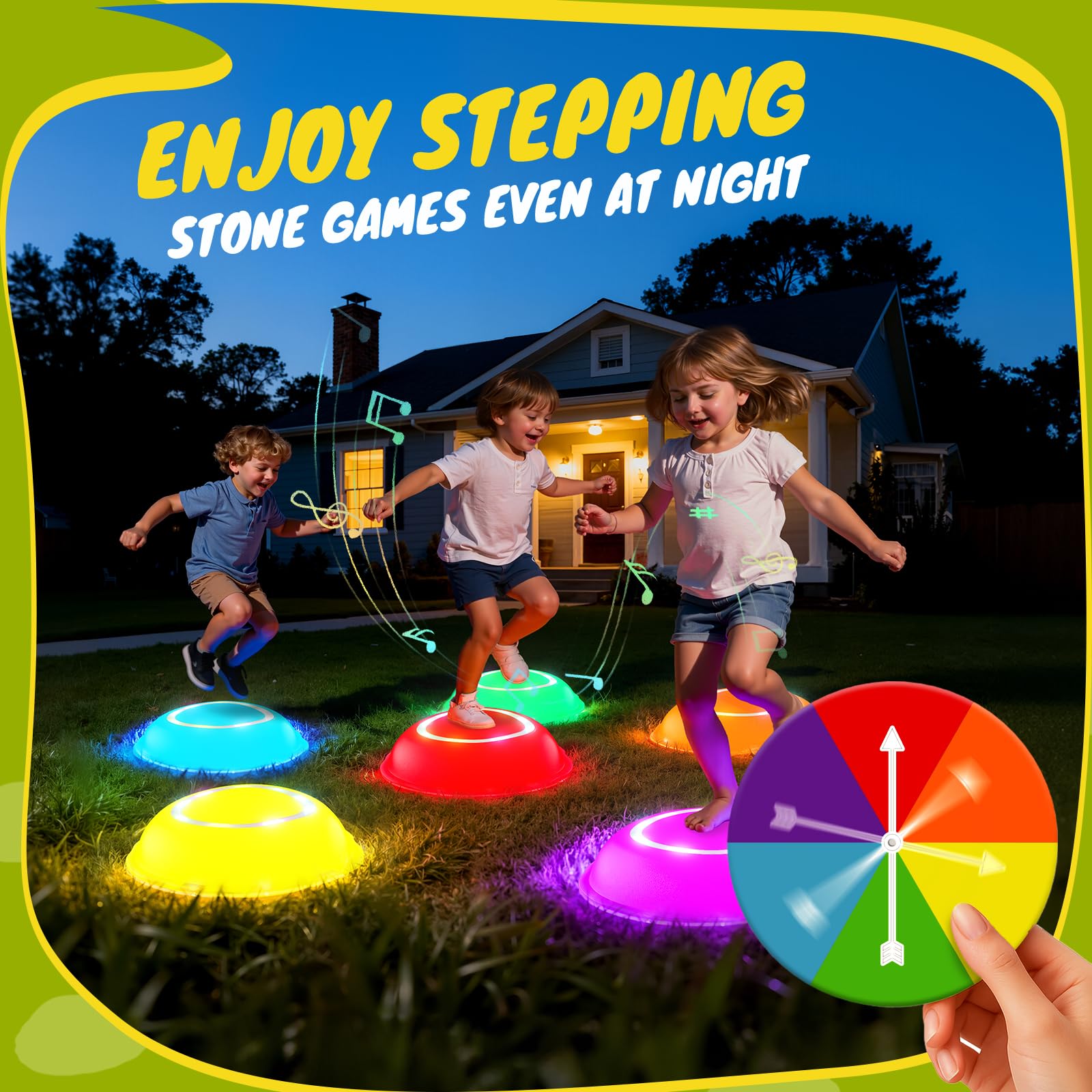 Scvcid rechargeable stone featuring LED lights and music for engaging play