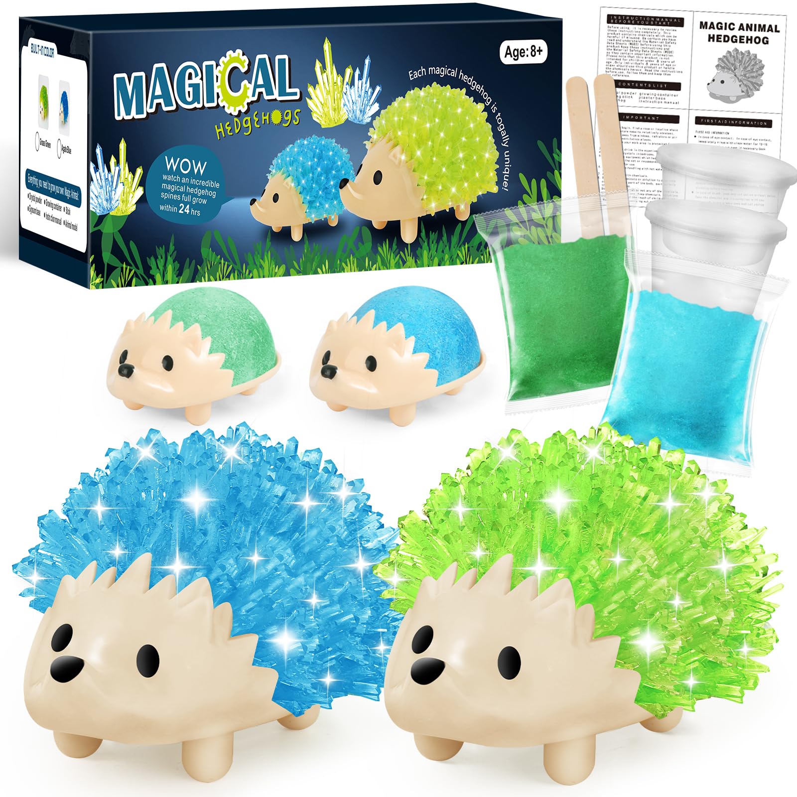 Sdaymol blue hedgehog crystal image—observe quick growth in 24 hours.
