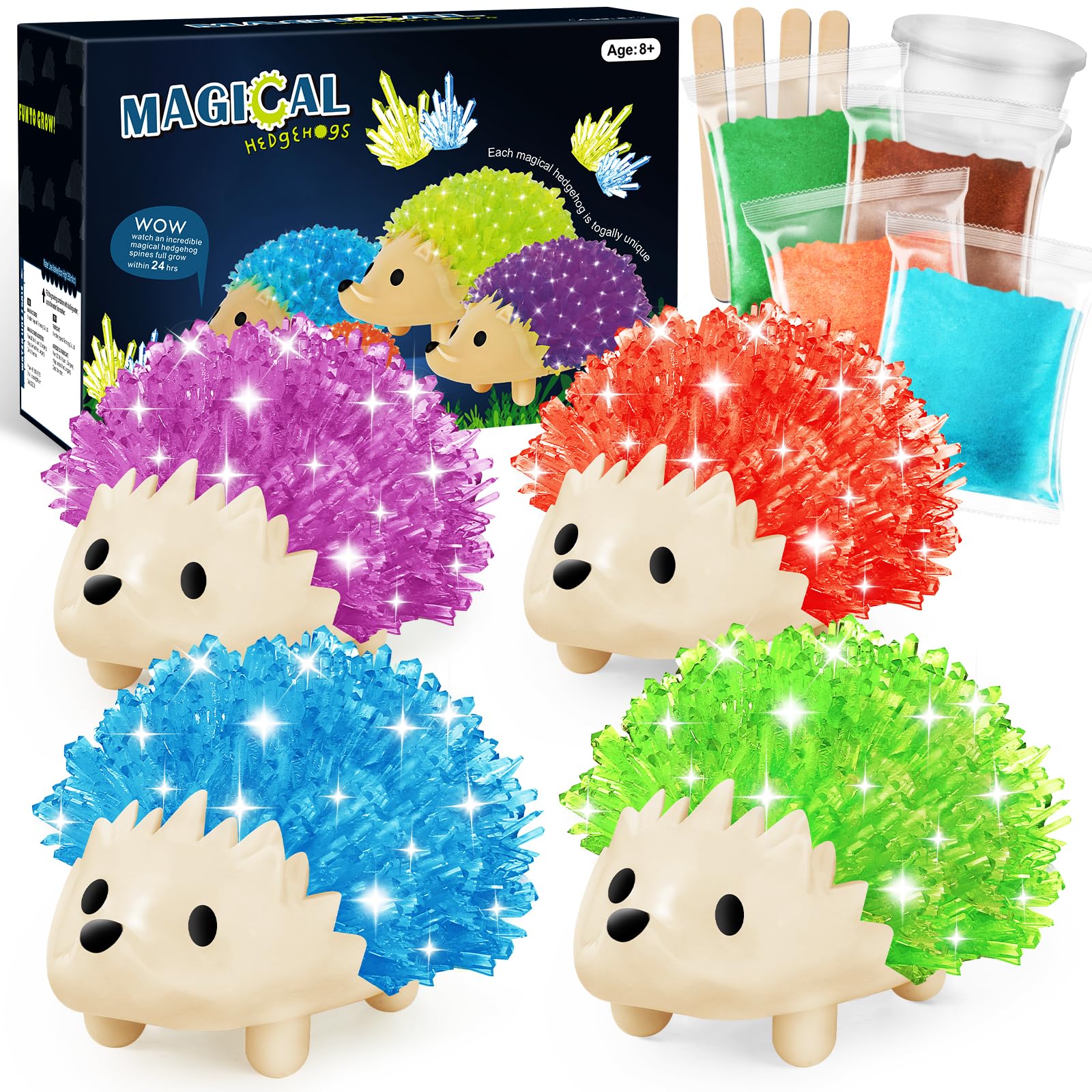 sdaymol Crystal Growing Kit: blue hedgehog crystals for hands-on learning.