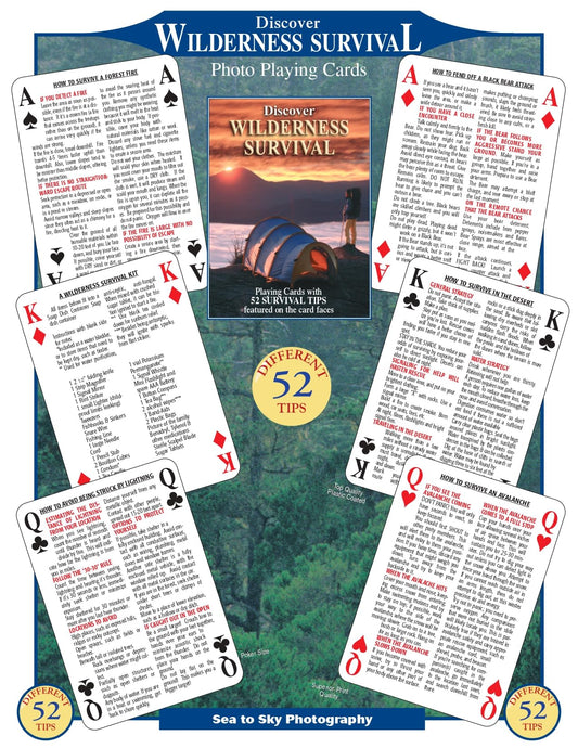 SEA AND SKY Survival Playing Cards cover illustrating quick wilderness tips for preparedness
