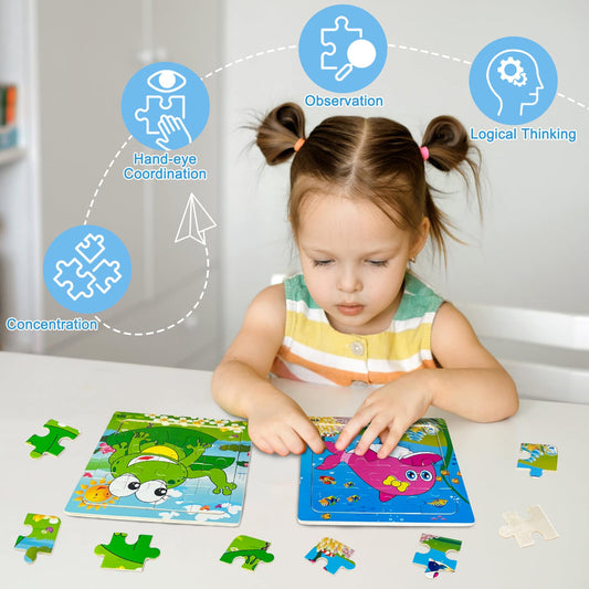 Sealive bright-animal-design wood puzzle captivates children with vibrant colors.