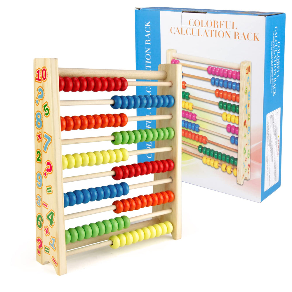 Sealive classic wooden abacus beads close-up for tactile math play and color recognition.