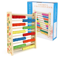 Sealive classic wooden abacus beads close-up for tactile math play and color recognition.