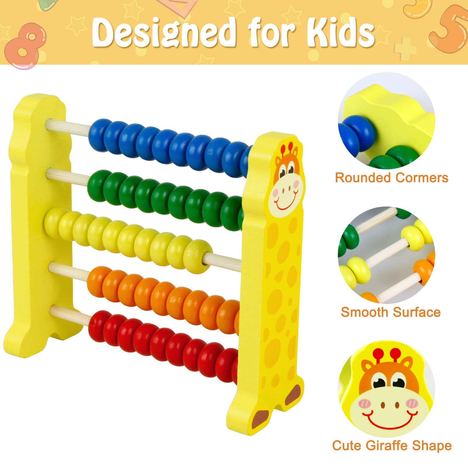Sealive pine wood abacus with smooth edges for safe, durable play.
