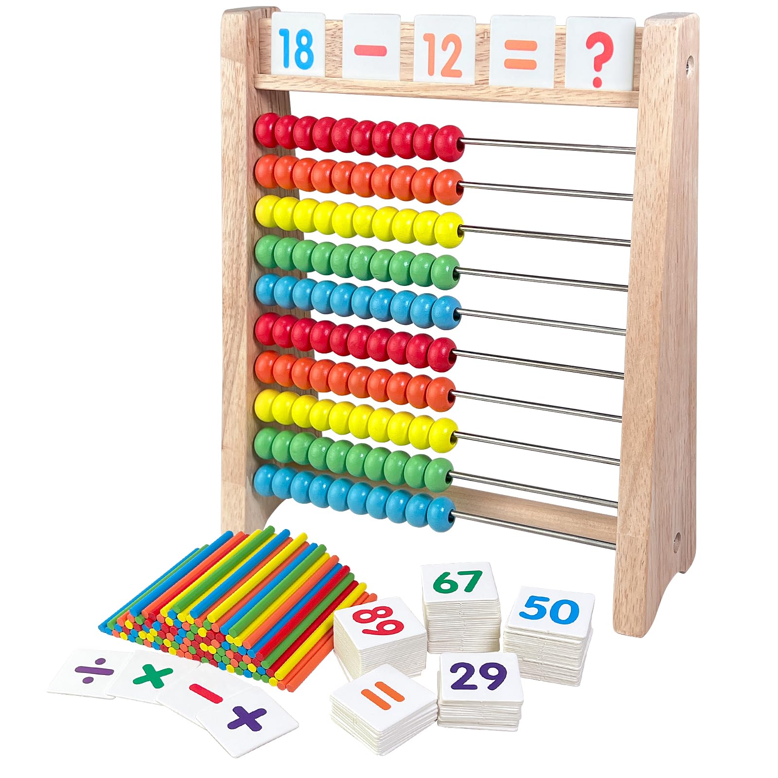 Sealive wooden abacus with beads and counting frame for early numeracy practice