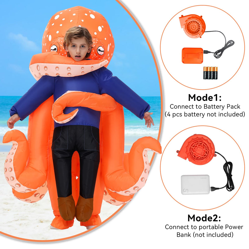 Searhmomo inflatable octopus costume – back view, easy to spot in crowds.