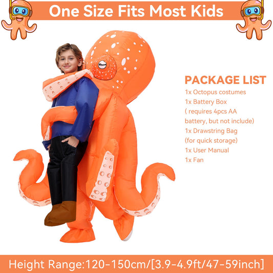 Searhmomo inflatable octopus costume – side view, comfortable for playful kids.