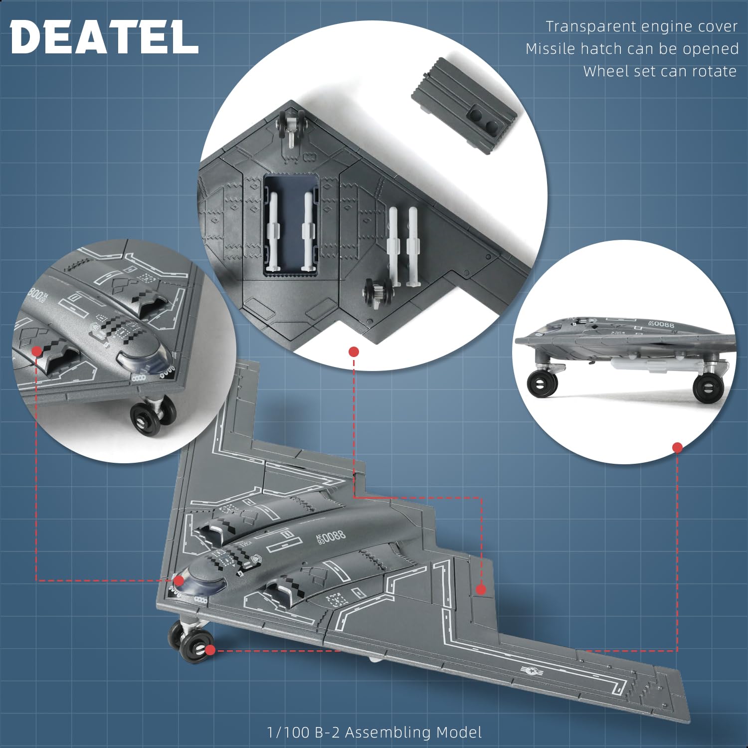 SEBUNAS B-2 Spirit landing gear detail highlights sliding tires