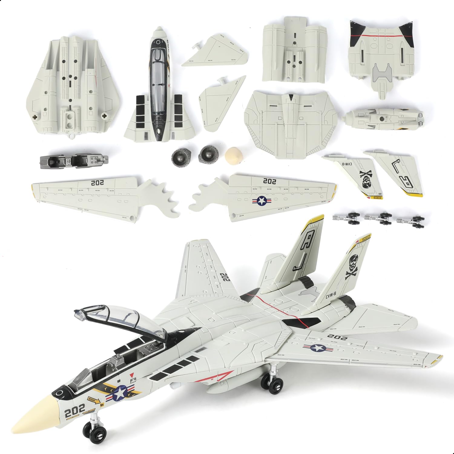 Sebunas F-14 Tomcat 3D kit parts with fine etching for realistic display.