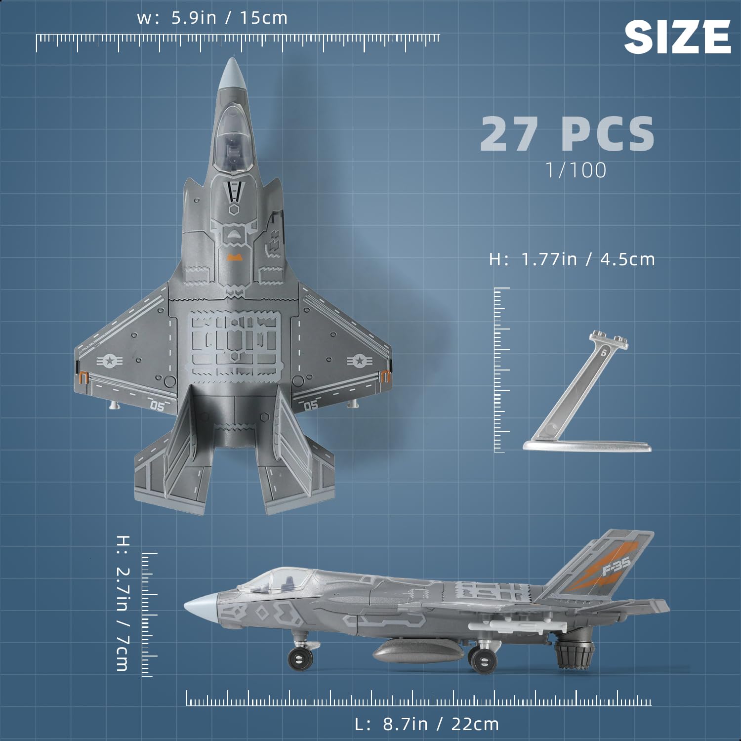 SEBUNAS F-35 jet 1:72 scale wing detail for accurate display.