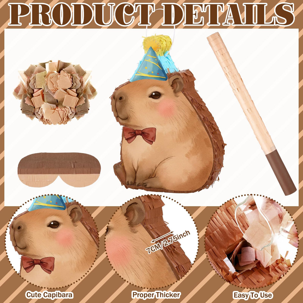 Seematn capybara pinata blindfold ready for playful games.