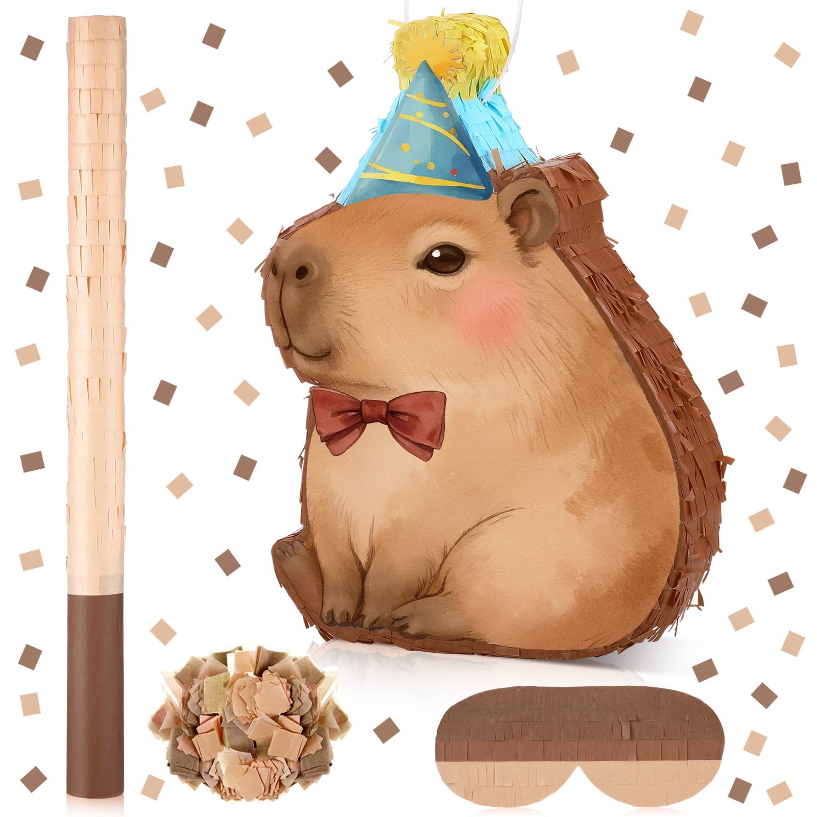 Seematn capybara pinata bundle front view for festive party decor.