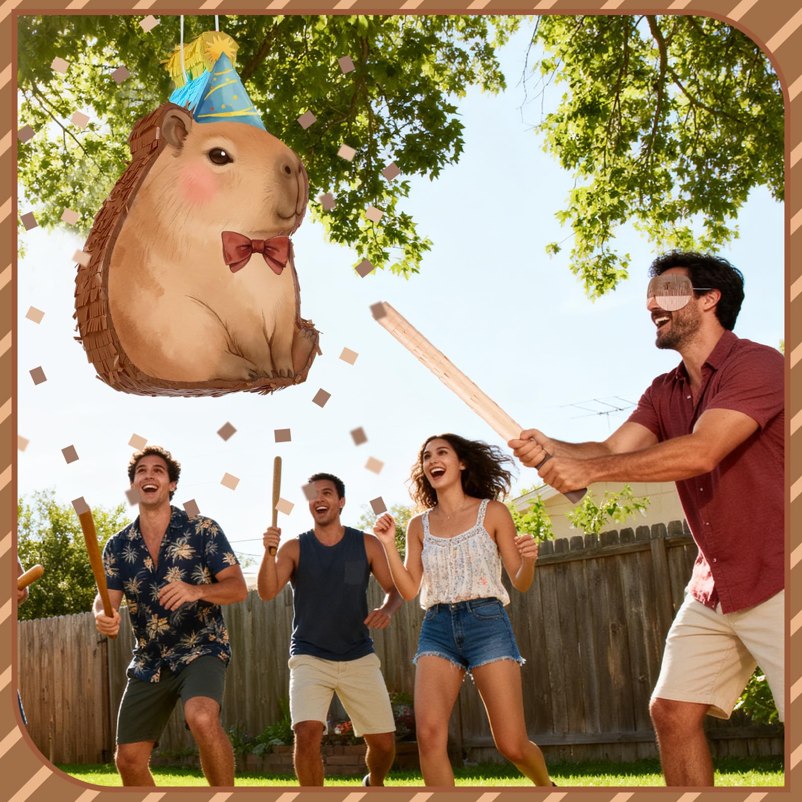 Seematn capybara pinata bundle stick and confetti for a fun reveal.