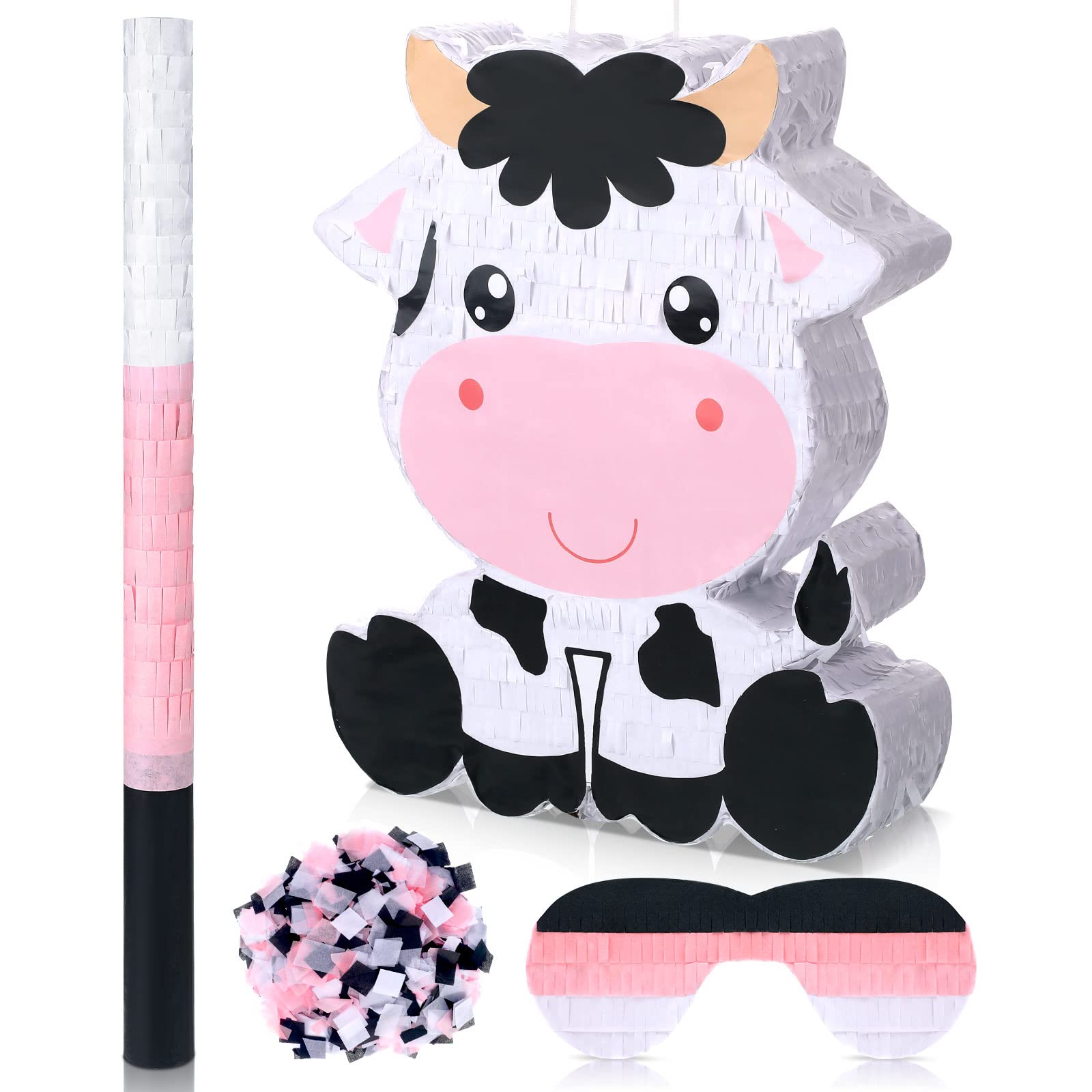 Seematn cow pinata bundle shown as a colorful large centerpiece for kids' party and candy reveal