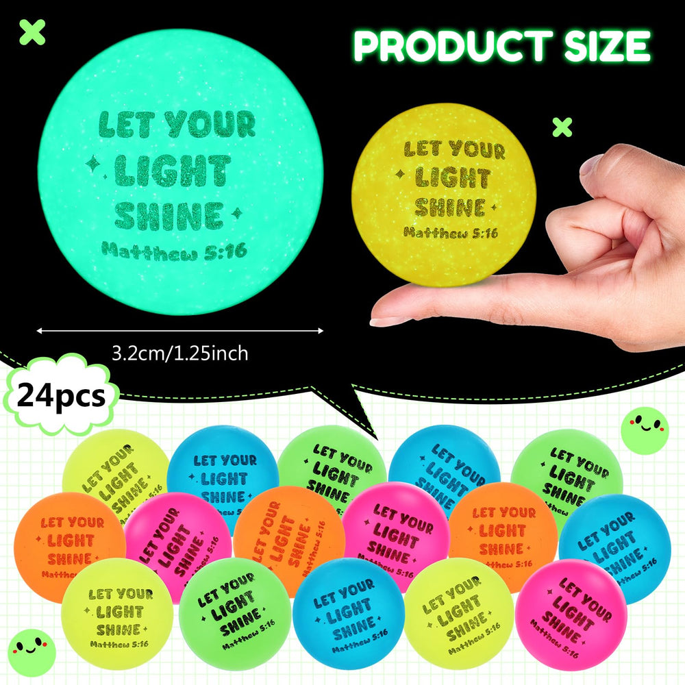 Seenelling glow-in-the-dark bouncy ball features Bible verses for night-time play.