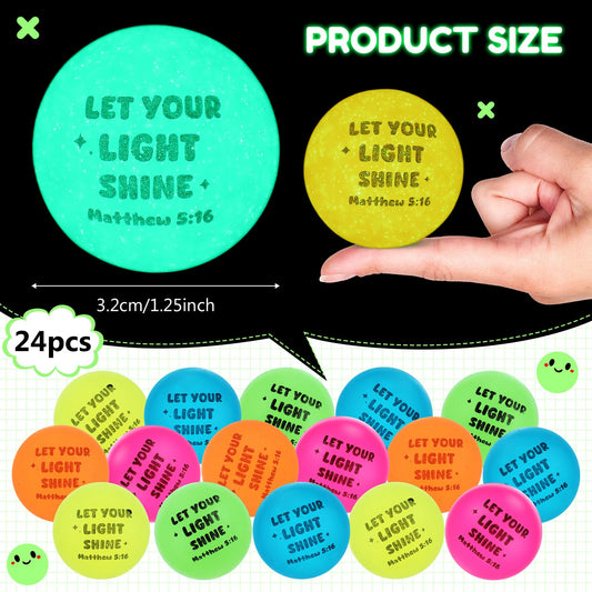 Seenelling glow-in-the-dark bouncy ball features Bible verses for night-time play.