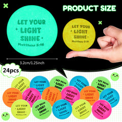 Seenelling glow-in-the-dark bouncy ball features Bible verses for night-time play.