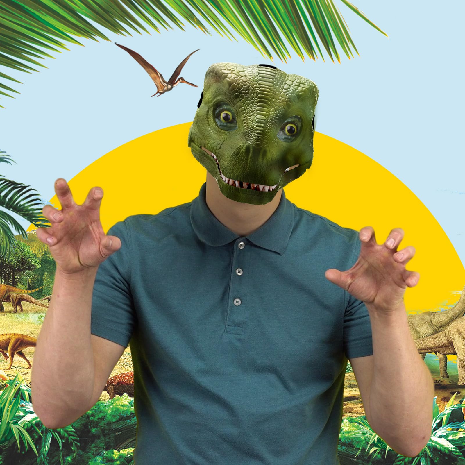 Seenelling dino-mask back adjustable buckle for comfortable sizing.